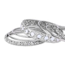 Etnico Ethnic Stylish Latest Fashion Silver Plated Mirror Work Bangles Set For Women (ADB530)