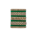 Etnico Gold Plated Traditional Royal Emerald Velvet Chuda Bangle Set Kada for Bridal/Women (Green, )