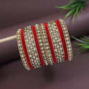 Etnico Gold Plated Traditional Royal Emerald Velvet Chuda Bangle Set Kada for Bridal/Women (Green, )