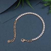 Etnico Stylish Rose Gold Plated Special Cubic Zirconia American Diamond Adjustable Bracelet For Women
