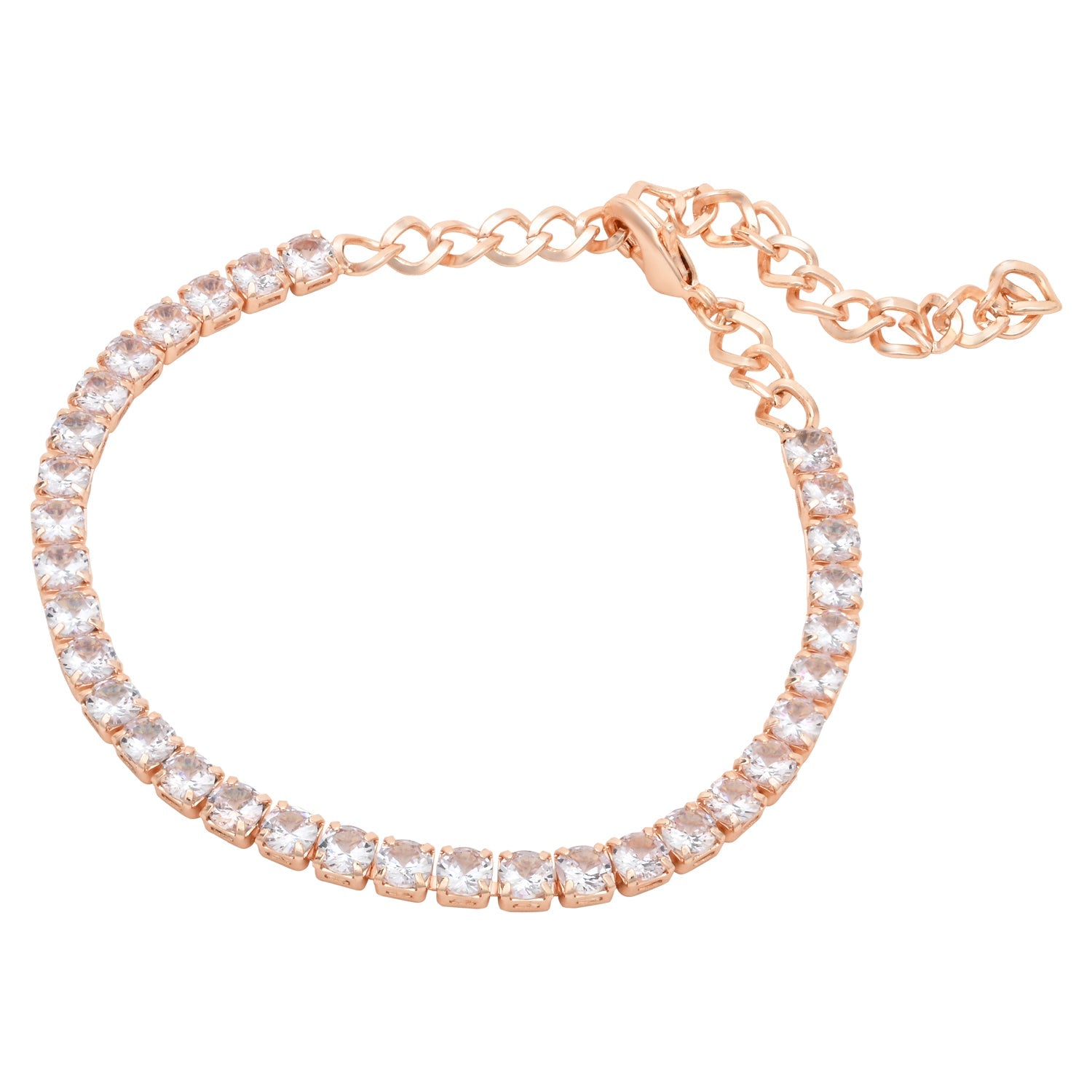 Etnico Stylish Rose Gold Plated Special Cubic Zirconia American Diamond Adjustable Bracelet For Women