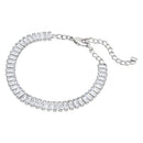 Etnico Stylish Silver Plated Cubic Zirconia American Diamond Adjustable Bracelet For Women