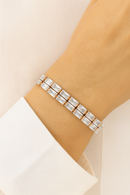 Etnico Stylish Rose Gold PlatedCubic Zirconia American Diamond Adjustable Bracelet For Women