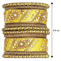 Etnico Gold Plated Traditional Silk Thread Elegant Bangles Chuda Bangle Set for Bridal/Women