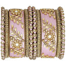 Etnico Gold Plated Traditional Silk Thread Elegant Bangles Chuda Bangle Set for Bridal/Women 