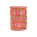 Etnico Gold Plated Traditional Silk Thread Embellishments Bangles Chuda Bangle Set for Bridal/Women