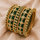 Etnico Gold Plated Traditional Silk Thread Embellishments Bangles Chuda Bangle Set for Bridal/Women ADB558G