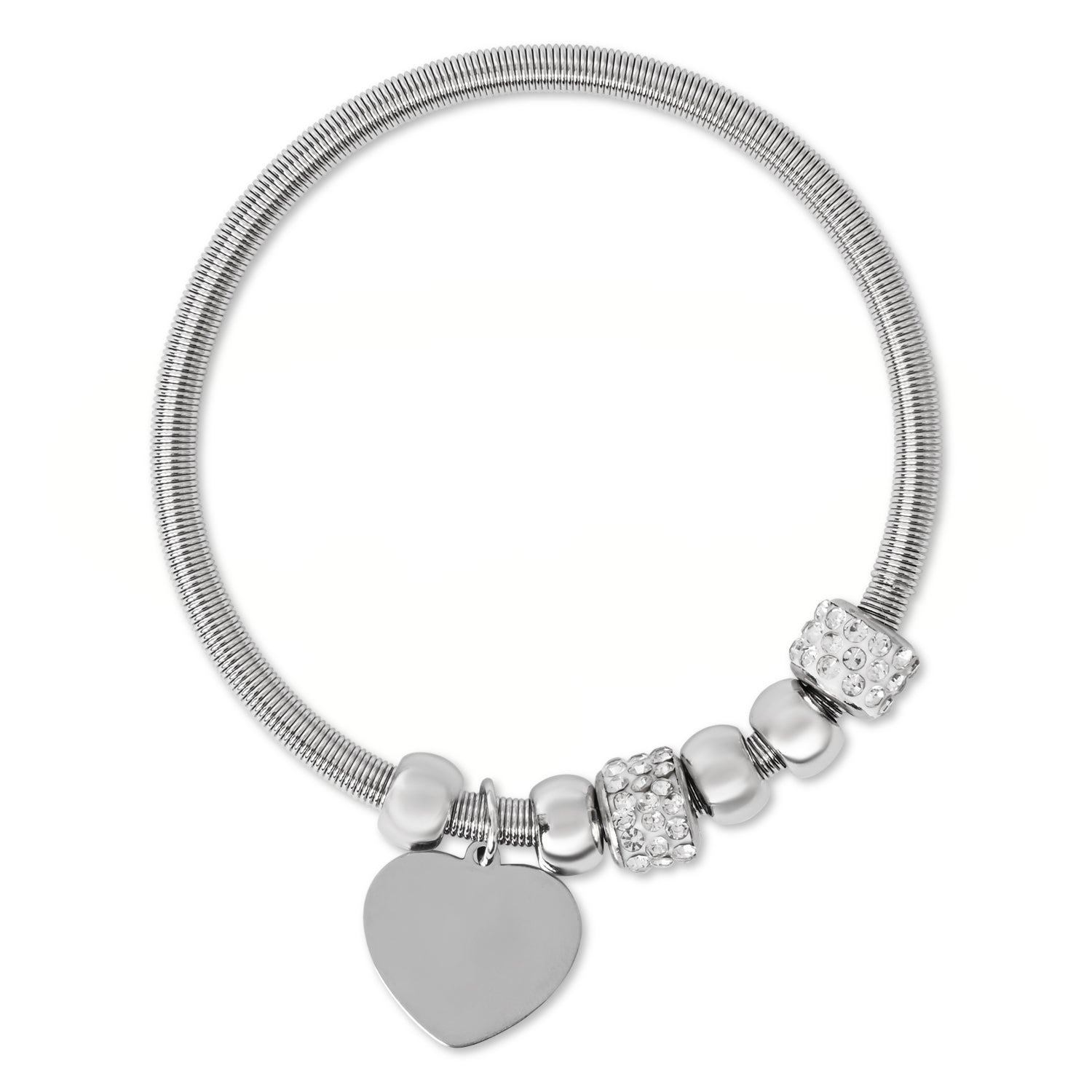 Etnico Silver Plated Charm Design Bracelet with Crystals for Women