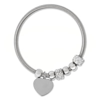 Etnico Silver Plated Charm Design Bracelet with Crystals for Women