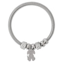 Etnico Fashion Latest Stylish Silver Plated Adjustable Dog Charm Bracelet with Stone Beads for Women