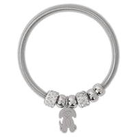 Etnico Fashion Latest Stylish Silver Plated Adjustable Dog Charm Bracelet with Stone Beads for Women