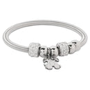 Etnico Fashion Latest Stylish Silver Plated Adjustable Dog Charm Bracelet with Stone Beads for Women