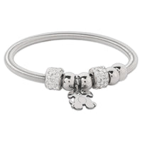 Etnico Fashion Latest Stylish Silver Plated Adjustable Dog Charm Bracelet with Stone Beads for Women