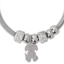 Etnico Fashion Latest Stylish Silver Plated Adjustable Dog Charm Bracelet with Stone Beads for Women