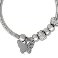Etnico Fashion Latest Stylish Silver Plated Adjustable Charm Bracelet with Stone Beads for Women