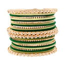 Etnico Gold Plated Traditional Handcrafted Velvet & Stone Work Bangle Chuda Set for Women/Bridal