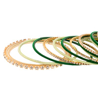 Etnico Gold Plated Traditional Handcrafted Velvet & Stone Work Bangle Chuda Set for Women/Bridal