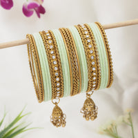 Etnico Traditional Gold Plated Handcrafted Chuda Bangle Set with Latkan Detailing for Women/Bridal (ADB572Min)