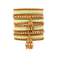 Etnico Traditional Gold Plated Handcrafted Chuda Bangle Set with Latkan Detailing for Women/Bridal (ADB572Min)