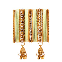Etnico Traditional Gold Plated Handcrafted Chuda Bangle Set with Latkan Detailing for Women/Bridal (ADB572Min)