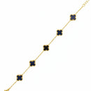 Etnico Anti Tarnish Clover Charm Bracelet for Women | Fancy Bracelet | Jewellery Gifts | Hand Band | Latest Fashion Accessories for Girls | Minimal Jewelry Design | Ideal for Gifting | Gift for Diwali, Christmas, Marriage, Birthday (Black)