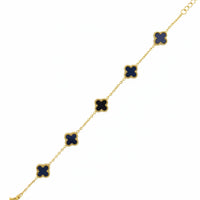 Etnico Anti Tarnish Clover Charm Bracelet for Women | Fancy Bracelet | Jewellery Gifts | Hand Band | Latest Fashion Accessories for Girls | Minimal Jewelry Design | Ideal for Gifting | Gift for Diwali, Christmas, Marriage, Birthday (Black)