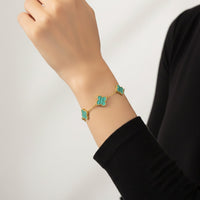 Etnico Anti Tarnish Clover Charm Bracelet for Women | Fancy Bracelet | Jewellery Gifts | Hand Band | Latest Fashion Accessories for Girls | Minimal Jewelry Design | Ideal for Gifting | Gift for Diwali, Christmas, Marriage, Birthday 