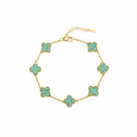 Etnico Anti Tarnish Clover Charm Bracelet for Women | Fancy Bracelet | Jewellery Gifts | Hand Band | Latest Fashion Accessories for Girls | Minimal Jewelry Design | Ideal for Gifting | Gift for Diwali, Christmas, Marriage, Birthday