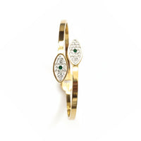 Etnico Gold Plated Fashion Stylish Twin Evil Eye Bracelet for Women