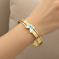 Etnico Gold Plated Fashion Stylish Butterfly Evil Eye Bracelet for Women