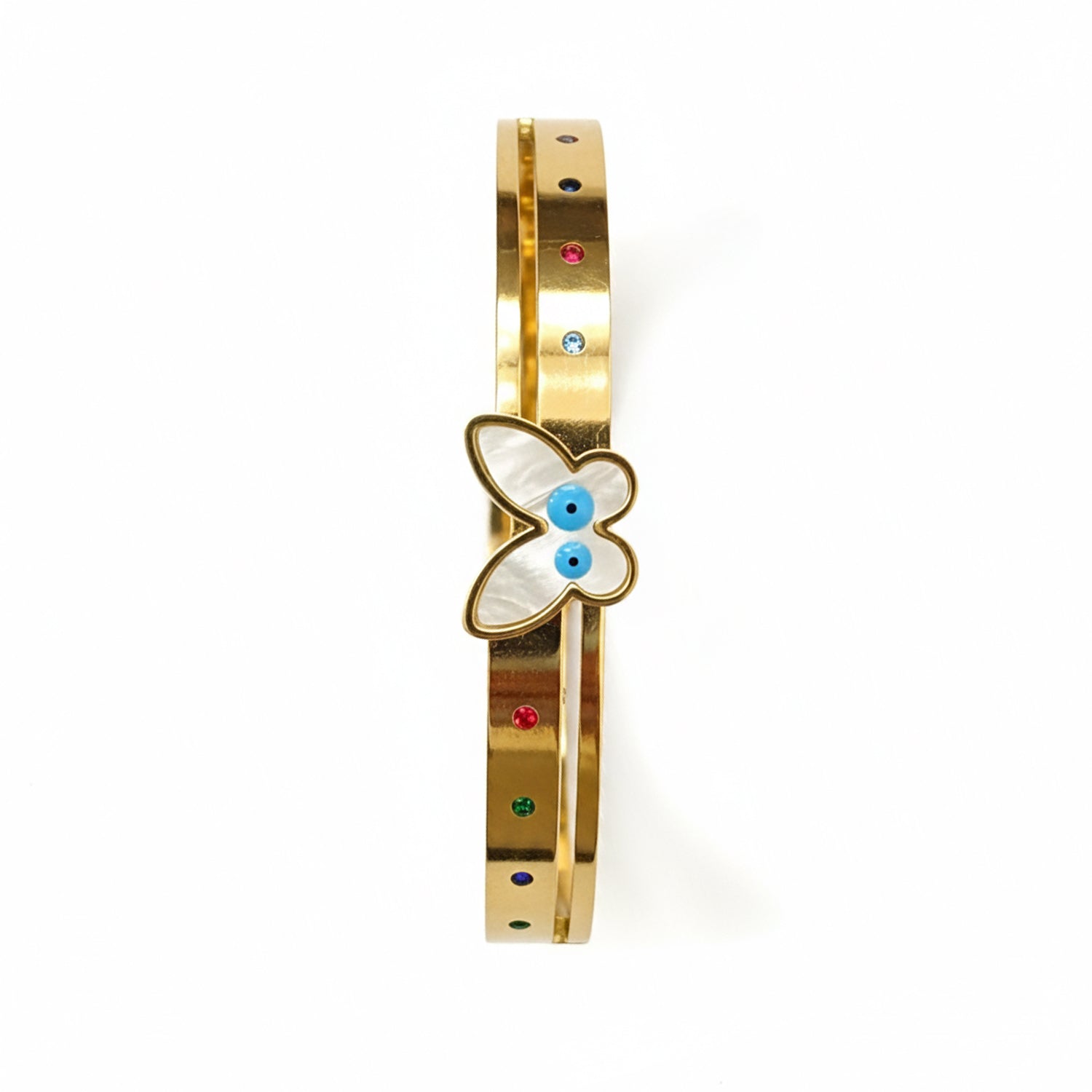 Etnico Gold Plated Fashion Stylish Butterfly Evil Eye Bracelet for Women