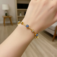 Etnico Rose Gold Plated Fashion Stylish Evil Eye Cable Bracelet with Magnetic Lock for Women