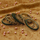 Etnico Gold Plated Traditional Floral Embellished Work Bangles Chuda Bangle Set for Bridal/Women (Green, )