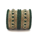 Etnico Gold Plated Traditional Floral Embellished Work Bangles Chuda Bangle Set for Bridal/Women (Green, )