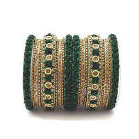 Etnico Gold Plated Traditional Floral Embellished Work Bangles Chuda Bangle Set for Bridal/Women (Green, )