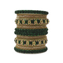 Etnico Gold Plated Traditional Floral Embellished Work Bangles Chuda Bangle Set for Bridal/Women (Green, )