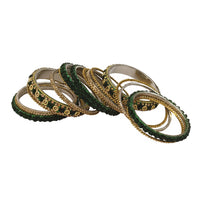 Etnico Gold Plated Traditional Floral Embellished Work Bangles Chuda Bangle Set for Bridal/Women (Green, )