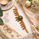 Etnico Traditional Gold Plated Brass Floral Motif Adjustable Bracelet for Women