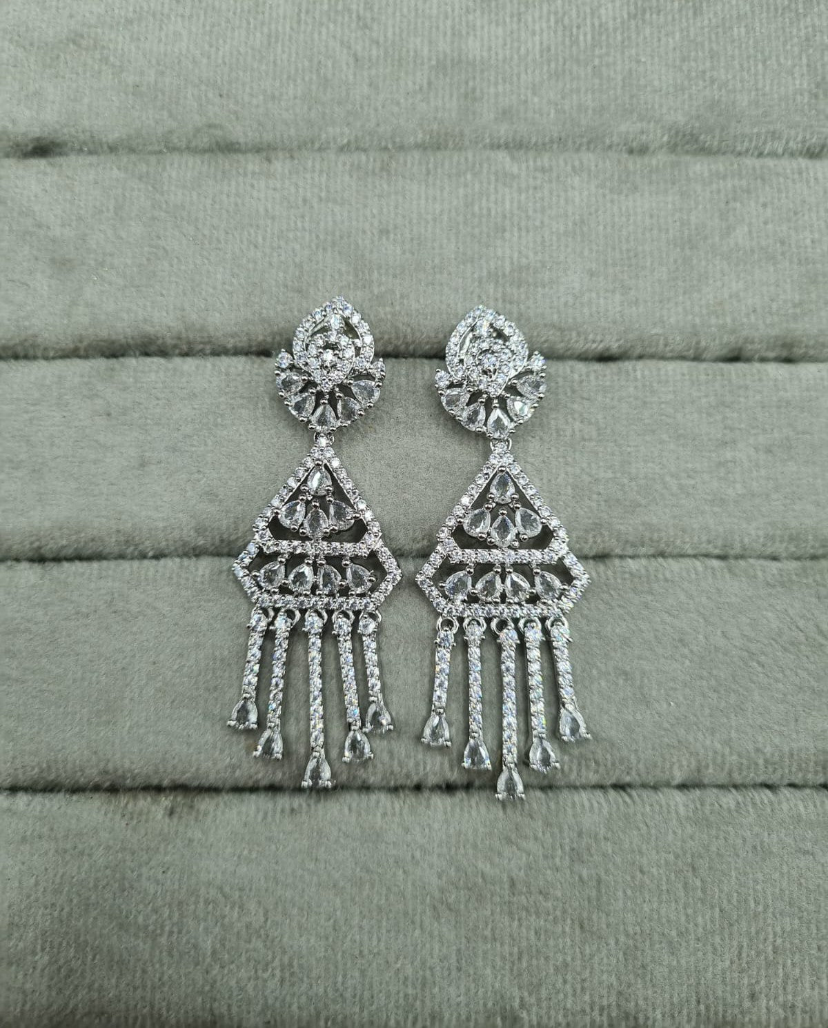 LAFZ  Rhodium-Plated Geometric AD Earrings