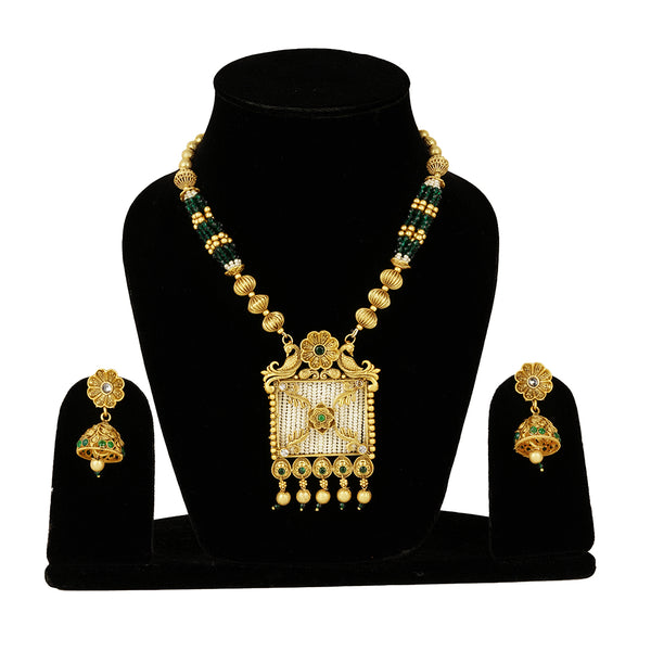Exotica Collection Antique Long Necklace With Jhumki Earrings