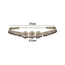 Etnico Gold Plated Traditional Floral Design Kundan & Pearl Adjustable Kamarband/Belly Chain/Waist Belt For Women (B033M)