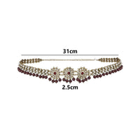 Etnico Gold Plated Traditional Floral Design Kundan & Pearl Adjustable Kamarband/Belly Chain/Waist Belt For Women (B033M)
