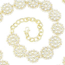 Etnico Gold Plated Traditional Floral Design Kundan & Pearl Adjustable Kamarband/Belly Chain/Wait Belt For Women (B042W)