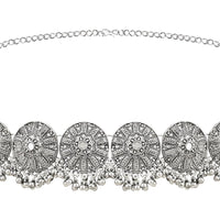 Etnico Navratri Ethnic Silver Oxidised Traditional Adjustable Boho Waist Chain/Belly Chain/Kamarband For Women (Style 5)