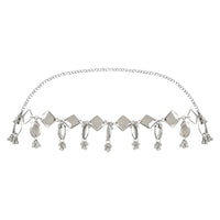 Etnico Navratri Ethnic Silver Oxidised Traditional Embellished With Ghungroo Adjustable Boho Waist Chain/Belly Chain/Kamarband For Women (B047S)