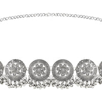 Etnico Navratri Ethnic Silver Oxidised Traditional Adjustable Boho Waist Chain/Belly Chain/Kamarband For Women (Style-3)