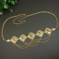 Etnico Gold Plated Traditional Multi Layered Adjustable Boho Waist Chain/Belly Chain/Kamarband For Women