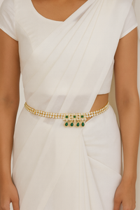 Etnico Gold Plated Traditional Kundan Adjustable Waist Chain/Belly Chain/Kamarband For Women