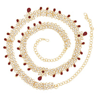 Etnico Gold Plated Traditional Kundan Adjustable Waist Chain/Belly Chain/Kamarband For Women
