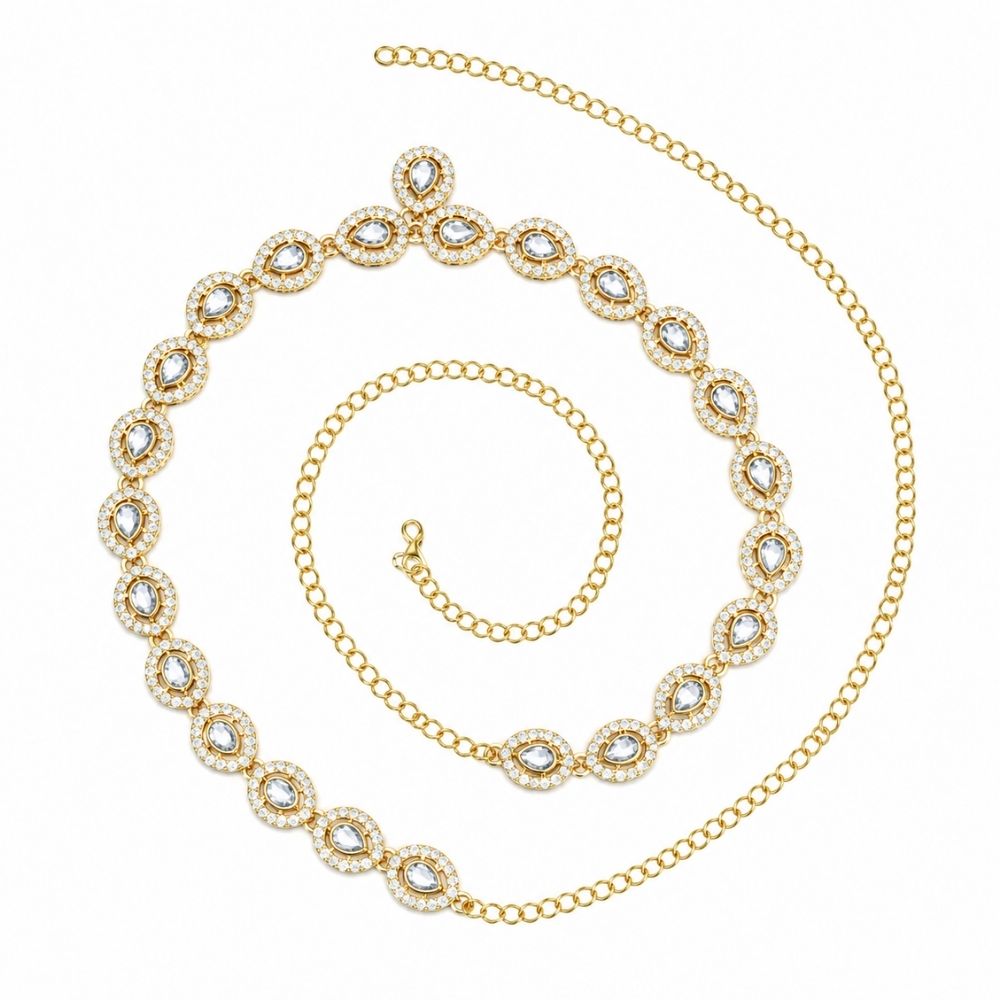 Jewels Traditional Gold Plated Ethnic Stone Studded Adjustable Kamarband/Belly Chain/Kandora/Waist Belt for Women